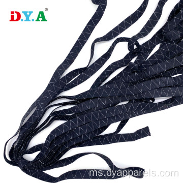 12mm rajutan flat braided putih garis elastik hitam